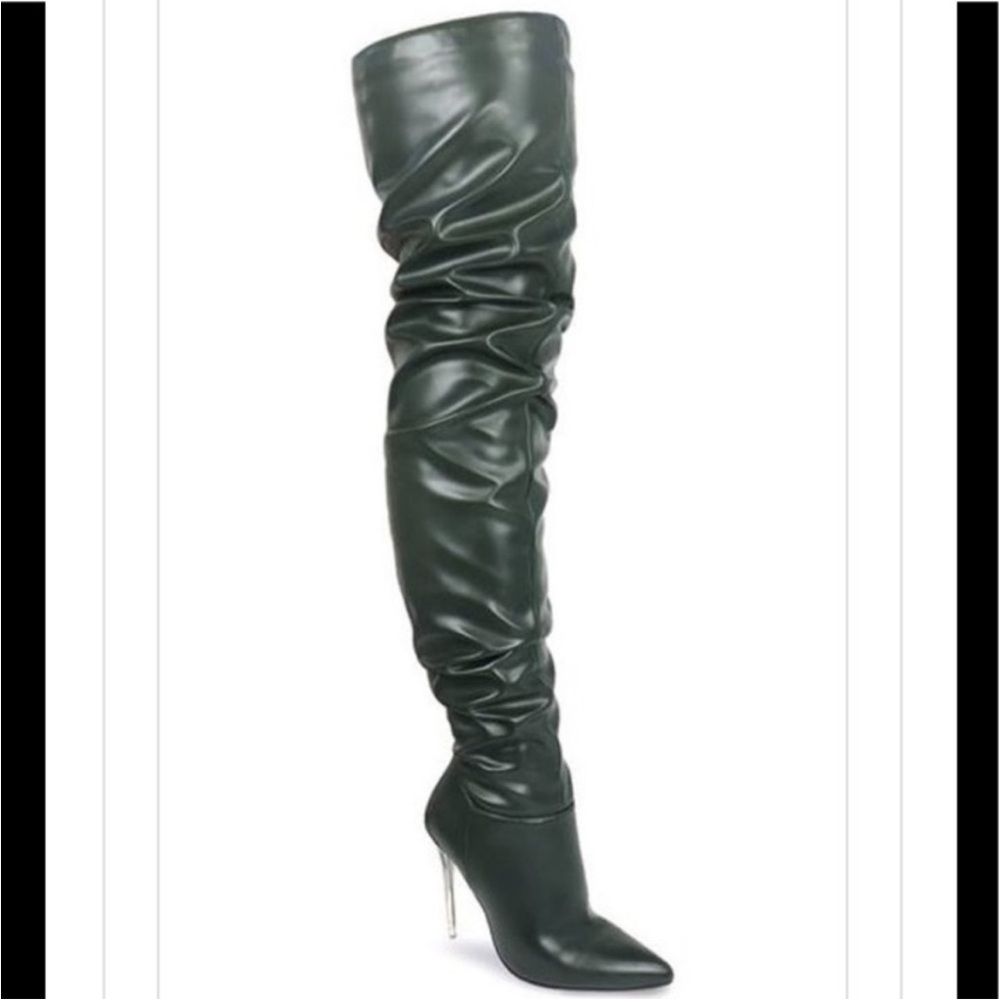 Green Over-the-Knee Boots with Stiletto Heel